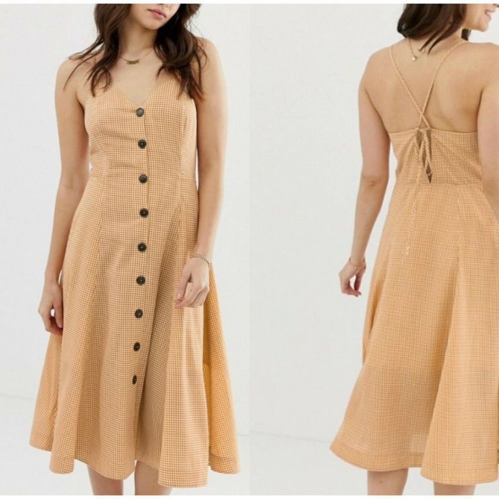 Moon River Gingham Plaid A Line Check Dress Sz M spaghetti straps.
